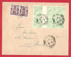 Delcampe - !!! BLOC DE 6 DU NUMÉRO 22 AVEC MILLÉSIME 4 SUR LETTRE DE LA CONDAMINE POUR MONACO DE 1925 - Poststempel
