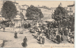 Delcampe - 38. VIENNE. CPA .LE MARCHE DE L'HOTEL DE VILLE.. ANIMATION. ANNEE 1916 + TEXTE - Vienne