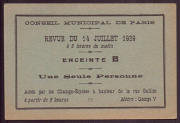 Delcampe - Ticket " Revue Du 14 Juillet 1939 " Paris - Tickets D'entrée