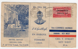 Delcampe - 1928 CUBA - LINDBERGH, Febrero 1928, Busta/Cover To Key West, FLA., Via Correo Aereo, EN HABANA - Luftpost