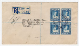 Delcampe - 1942 NEWFOUNDLAND Busta/Registered Cover To CANADA, St. John's Nfld, Fort William, QUARTINA 4cents X4 - 1908-1947