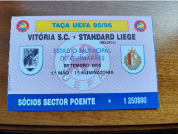 Delcampe - Bilhete Futebol UEFA - Vitória Sport Clube ( Guimarães, Portugal) Versus Standard Liege (Belgica) - Tickets D'entrée