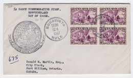 Delcampe - 1947 NEWFOUNDLAND Busta/Cover To Canada, Cabot's First Landfall, 5c. Cabot Commemorative Stamp, FDC, Bonavista - 1908-1947