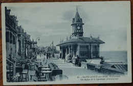 Delcampe - 14 : Saint-Aubin-sur-Mer - La Digue Et Le Syndicat D'initiative - Petite Animation - Colorisée Verdâtre - (n°31156) - Saint Aubin