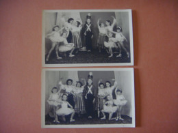 Lot De 2 Cartes-photos D'une Fête Familiale Ou Scolaire Ou ??? (cachet Photo Frameries) - Frameries