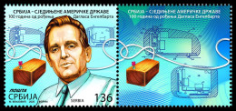 Delcampe - Serbia 2025. Serbia-United States Of America, Douglas Engelbard. Stamp + Vignette, MNH - Serbien