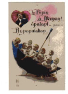 Delcampe - Le Pepin A Maman Epatant Pour La Repopulation, Bebes Dans Parapluie, Couple Amoureux Dans Coeur - Babies
