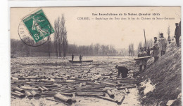 Delcampe - Essonne - Les Inondations De La Seine (Janvier 1910) - Corbeil - Repêchage Des Bois Dans Le Bas Du Château De Saint-Germ - Corbeil Essonnes