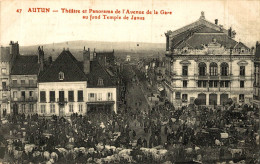 Delcampe - AUTUN THEATRE ET PANORAMA DE L'AVENUE DE LA GARE - Autun