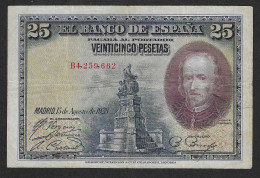 Spagna - Banconota Circolata Da 25 Pesetas P-74b - 1928 #17 - 1-2-5-25 Pesetas