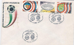 1990-busta Affrancata 3 Valori "Italia 90^ ",annullo Figurativo Bari,Nuovo Stadi - 1981-90: Marcophilia