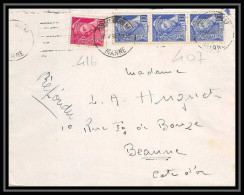 2049 Lettre (cover) N°407+ 416 Mercure MARNE 18/05/1940 Pour Beaune Bourgogne - 1938-42 Mercure
