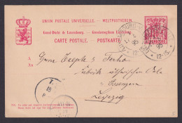 LUXEMBOURG 1895, Pre-stamped Postcard To Leipzig Germany - 1882 Allegory