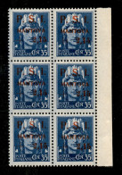 Mantova - 1945 - 35 Cent + 2,15 Lire (3) - Blocco Di 6 (posiz. 49/70) Con Soprastampa Slittata Nel Pezzo Superiore Destr - Other & Unclassified