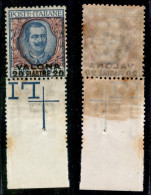 Valona - 1909 - 20 Piastre Su 5 Lire Floreale (7) - Bordo Di Foglio - Gomma Integra Con Qualche Ingiallimento (187) - Other & Unclassified