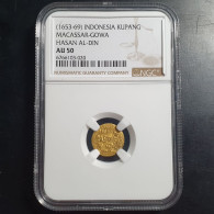 GowaTallo Makassar Sultanate Indonesia Gold Kupang Hasanudin 1653-1669 NGC AU 50 - Indonesia