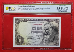 RARO BILLETE 100 PESETAS 1946 PCGS 55 PPQ ABOUT UNC SPAIN BANKNOTE *COMPRAS MULTIPLES CONSULTAR* - [ 4] 1975-… : Juan Carlos I