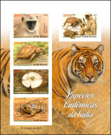 GUINEA BISSAU 2025 MS5V IMPERF - INDIA ENDEMIC SPECIES - FROG FROGS TURTLE TURTLES APES MONKEY MONKEYS MUSHROOMS - MNH - Grenouilles