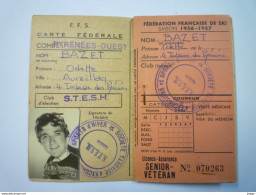 FEDERATION FRANCAISE De SKI  :  CARTE FEDERALE  Saison  1957 - 1958   Pyrénées-Ouest - Wintersport