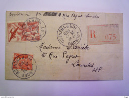 LETTRE REC  Au Départ De  LOURDES à Destination De LOURDES   1949 - 1932-39 Paix