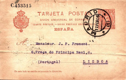 STATIONERY Postcard 1906 From MADRID To LISBOA Portugal  (2 Scans) - 1850-1931