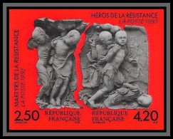 France N°2813A Martyrs Et Héros De La Résistance Guerre 1939/45 War 2813 2814 Non Dentelé ** MNH (Imperf) - 1991-2000