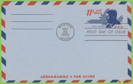 Voyo  USA FDC 1965 ScUC38 Aerogramme 11c Air Mail J.F.Kennedy - 1961-1970