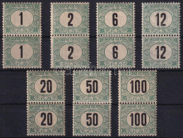 **, * 1903 Zöldportó 7 értéke Párokban (118.000) (6f, 50f Falcos) / 7 Postage Due Stamp In Pairs (6f, 50f Hinged) - Other & Unclassified