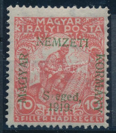 * 1919 Hadisegély 10f Hiányos Felülnyomással. Signed: Bodor - Other & Unclassified