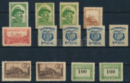 **, * Nyugat-Magyarország VII. 1921 13 Db Bélyeg, Közte Eltolódott Fogazás, Barna Gumizású Bélyeg, Színeltérések, Eltérő - Other & Unclassified