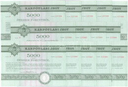 Delcampe - Budapest 1991. "Országos Kárrendezési és Kárpótlási Hivatal" Kárpótlási Jegye 5000Ft-ról (14x) Sorszámkövetők "P 1277996 - Non Classificati