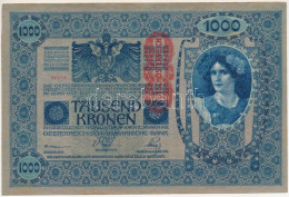 Ausztria 1919(1902) 1000K, Függőleges "DEUTSCHÖSTERREICH" Felülbélyegzéssel, "1615 37610" Mindkét Oldal Német T:XF,VF Au - Unclassified