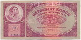 Csehszlovákia 1929. 50K "SPECIMEN (MINTA)" Perforációval "Ia 614854" T:UNC Czechoslovakia 1929. 50 Korun With "SPECIMEN" - Unclassified