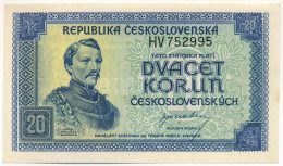 Csehszlovákia 1945. 20K Három Perforált Lyukkal T:AU Czechoslovakia 1945. 20 Korun With Three Perforated Holes C:AU Krau - Unclassified