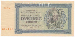 Csehszlovákia 1945. 2000K "SPECIMEN" Perforációval, "20 Ám 024726" T:XF,VF Két Ponton Ragasztónyom Czechoslovakia 1945. - Unclassified