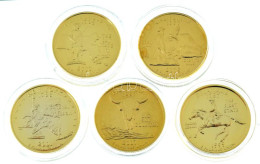 Amerikai Egyesült Államok 1999P 1/4$ "50 állam - Delaware" Aranyozott + 2000P 1/4$ "50 állam - Massachusetts" Aranyozott - Unclassified