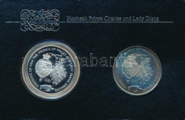 Ascension-sziget 1981. 25p (2xklf) Ag + Cu-Ni "Királyi Esküvő" érmepár Műanyag Tokban, Német Nyelvű Ismertetővel T:AU, P - Unclassified