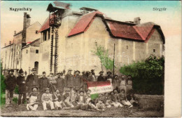 ** T2/T3 Nagymihály, Michalovce; Sörgyár, Munkások Magyar Zászlóval. Vasúti Levelezőlapárusítás 1922. / Brewery, Beer Fa - Unclassified