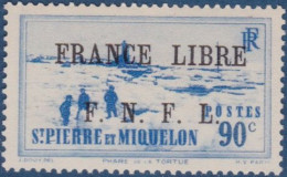 SAINT PIERRE ET MIQUELON - 262 90C FRANCE LIBRE NEUF** SANS CHARNIERE COTE 50 EUR - Nuevos
