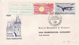 Czechoslovakia 1966 First Flight Prepraveno Helikopterou- Helikopter Zubringerdienst Zahajeni Letu LH381 Praha Frankfurt - Luftpost