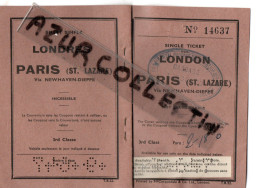 TICKET LONDON PARIS ST LAZARE VIA NEWHAVEN-DIEPPE - Europe