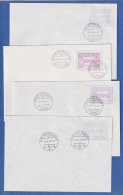 Schweiz 1976, 1. FRAMA-ATM Ausgabe A1-A4 Je Auf FDC Mit Orts-Ersttags-O 9.8.76 - Automatenmarken