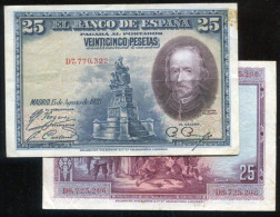 SPAIN ,  P74b , 25-PTA , 1928 ,XF - 1-2-5-25 Pesetas