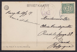Pays-Bas - CP Middelburg Affr. 2 1/2c Càd VEERLE (?) 1919 (?) Pour GAND Càd Fortune (?) "GAND 1F /16 VII" - Foruna (1919)
