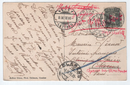 HELVETIA SUISSE 7 1/2C SOLO CARTE VILLARS 1918 POUR INTERNE FRANCAIS A CLARENS VAUD REEXP CHESEUX - Abstempelungen