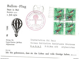 246 - 50 - Enveloppe Suisse Vol Ballon "Ertrag Für Lepra-Station Afghanista" 1972 - Fesselballons