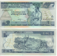 ETHIOPIA  5 Birr   P47d   Dated  2006   UNC      " Coffee Harvest   +  Kudu, Lynx  At Back " - Ethiopia