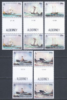 Delcampe - Alderney 1987 Mi# 32-36 ** MNH - Set In Gutter-Pairs - Ships / Shipwrecks - Alderney