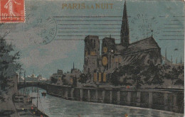 UR 6-(75) PARIS LA NUIT - NOTRE DAME  - EDIT J.C , PARIS - CARTE COLORISEE ARGENT , OR - - Paris By Night