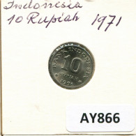 10 RUPIAH 1971 INDONESIA Coin #AY866.U.A - Indonesia
